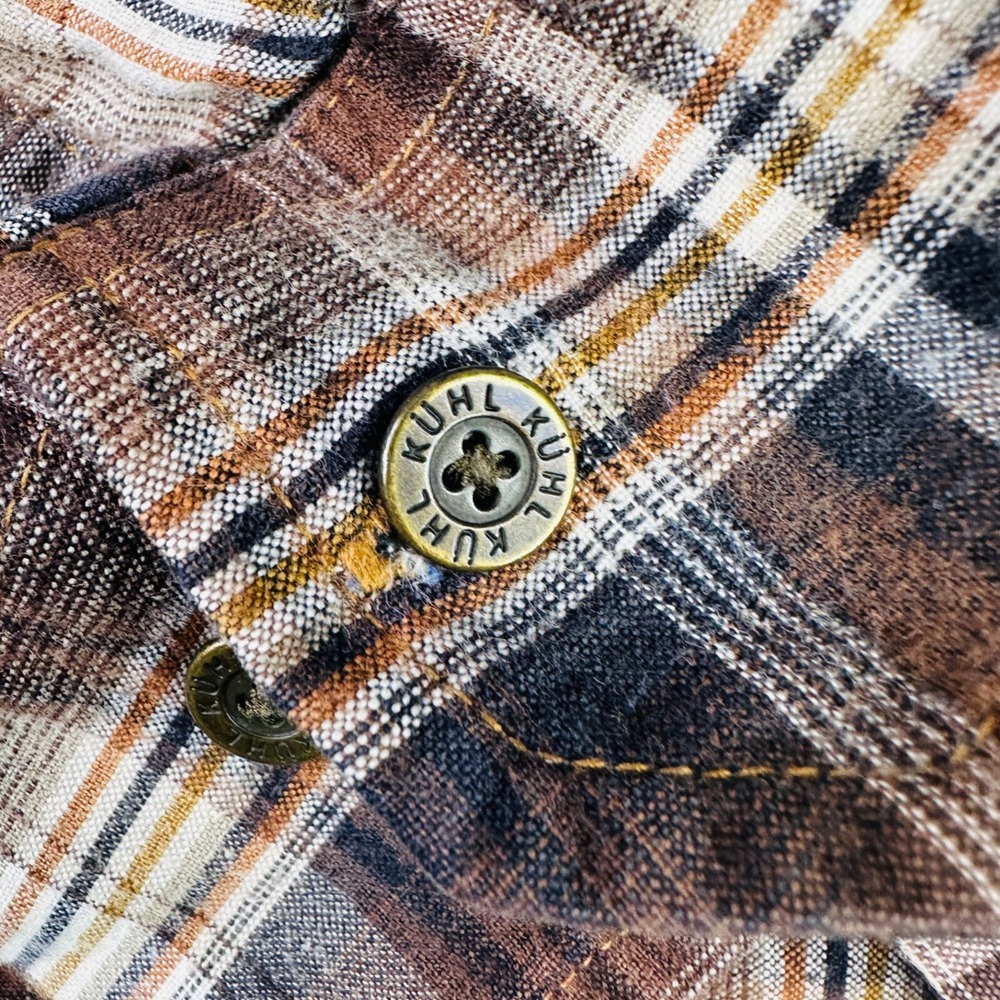 Kuhl Shirt Mens Medium Plaid Long Sleeve Stretch Button Flannel Hike Rugged Man - Picture 13 of 16
